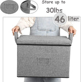 DOUBLE R BAGS Large-Capacity Foldable Storage Bin Box with Lid Cover and Handle (Grey)(Strg-4G1) - Double R Bags