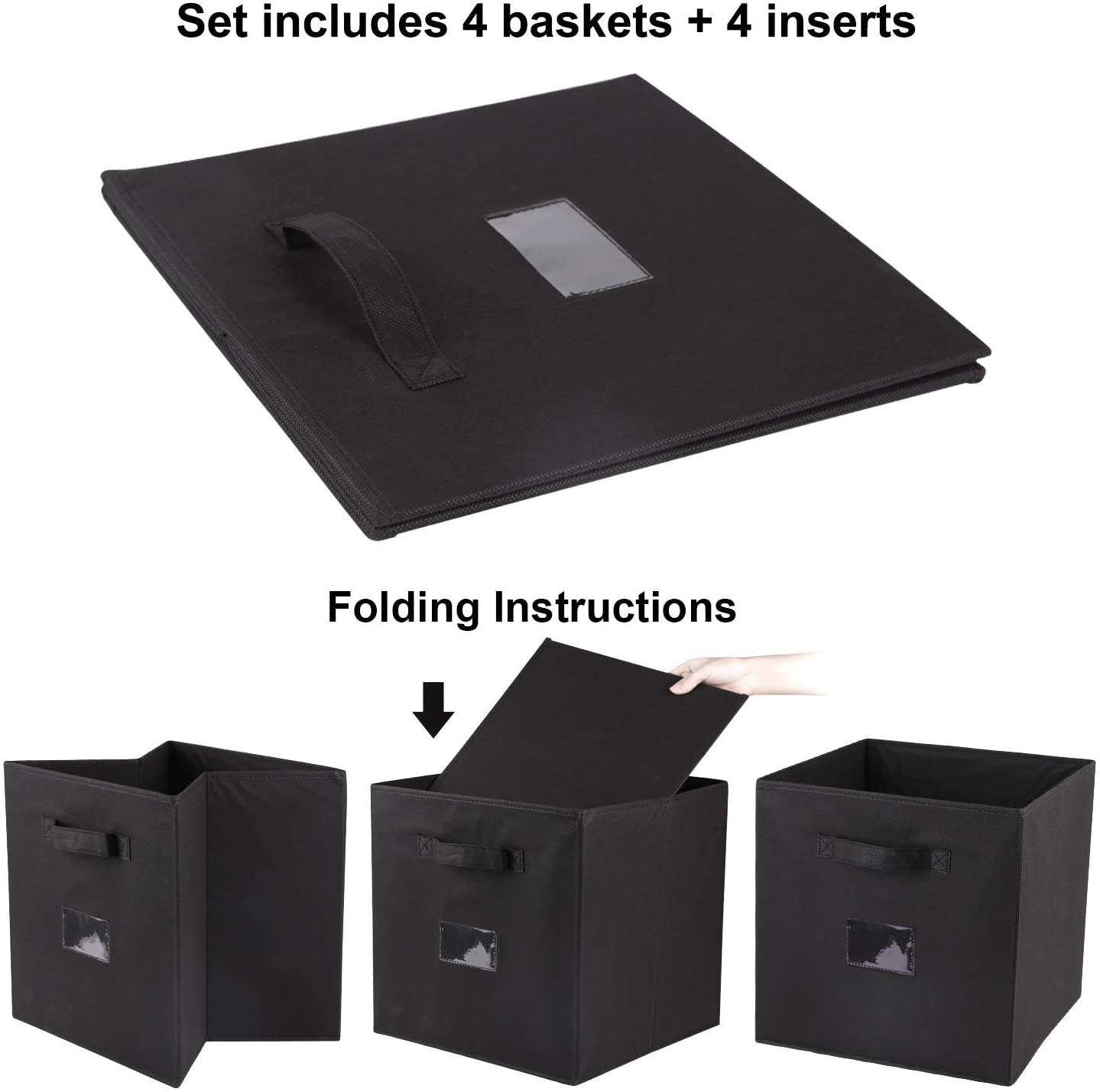 Double R Bags Storage Cubes Non-woven Fabric Storage Bins | Cube Storage Bins for Home and Office Medium Black Pack Of 2 - Double R Bags