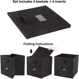 Double R Bags Storage Cubes Non-woven Fabric Storage Bins | Cube Storage Bins for Home and Office Medium Black Pack Of 2 - Double R Bags