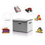 DOUBLE R BAGS Collapsible Storage Box with Lids Covers Large 4 Pack (Grey) - Double R Bags