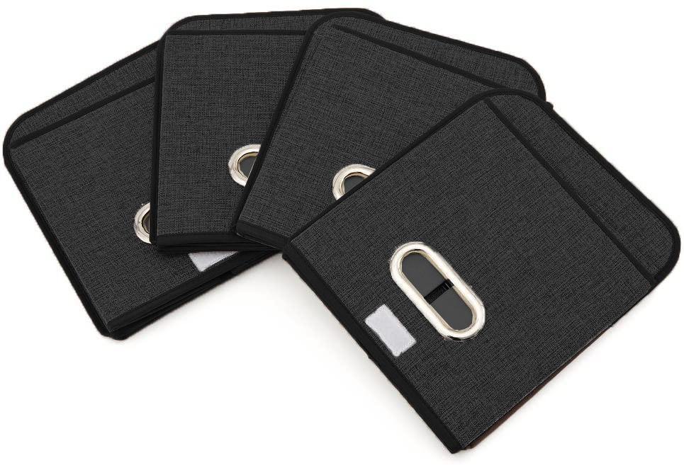 DOUBLE R BAGS Foldable Storage Bins Cube With Lid for Closet Organizer Small Black - Double R Bags