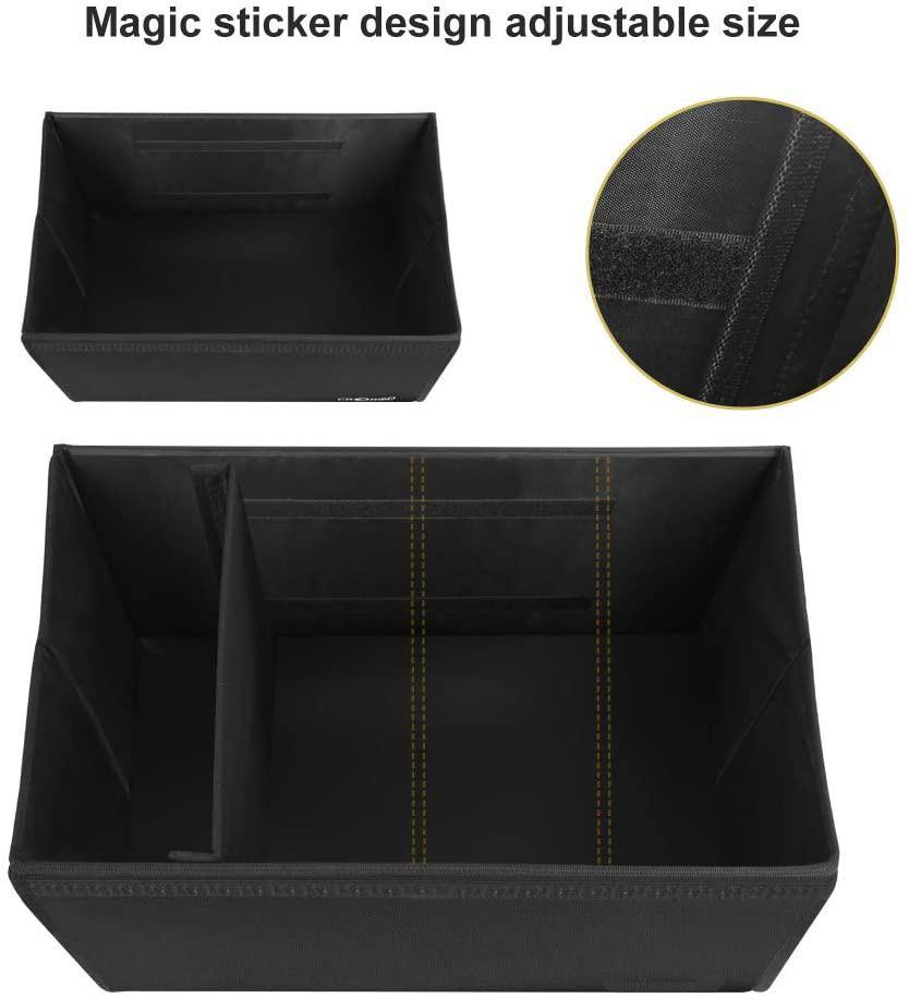 DOUBLE R BAGS Multi Compartments Collapsible Portable Car Trunk Organizer With Lid Cover Black - Double R Bags