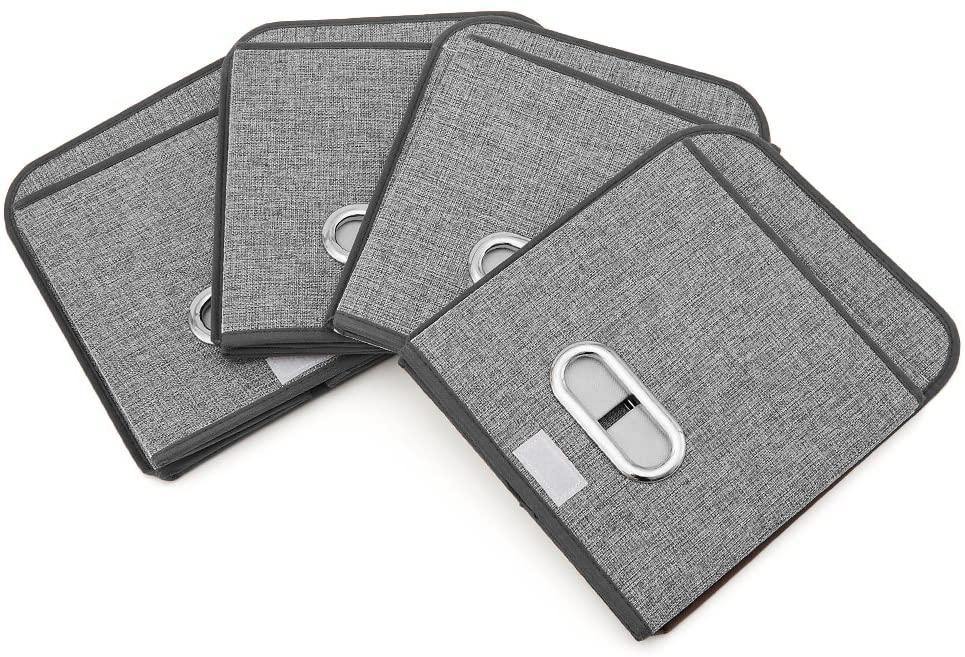 DOUBLE R BAGS Foldable Storage Bins Cube With Lid for Closet Organizer Small Grey - Double R Bags