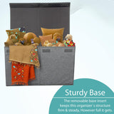 Double R Bags Collapsible Laundry Cum Toy Storage Basket Bin Hamper Box With Lid For Clothes Organizer Unit Size For Boys And Girls Room (Grey) - Double R Bags