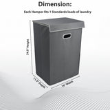 Double R Bags 72 L Foldable Laundry Basket With Lid Bag Hamper for Clothes Cum Collapsible Kids Room Toy Storage Organizer for Kids Room Large (Black) (Grey) - Double R Bags