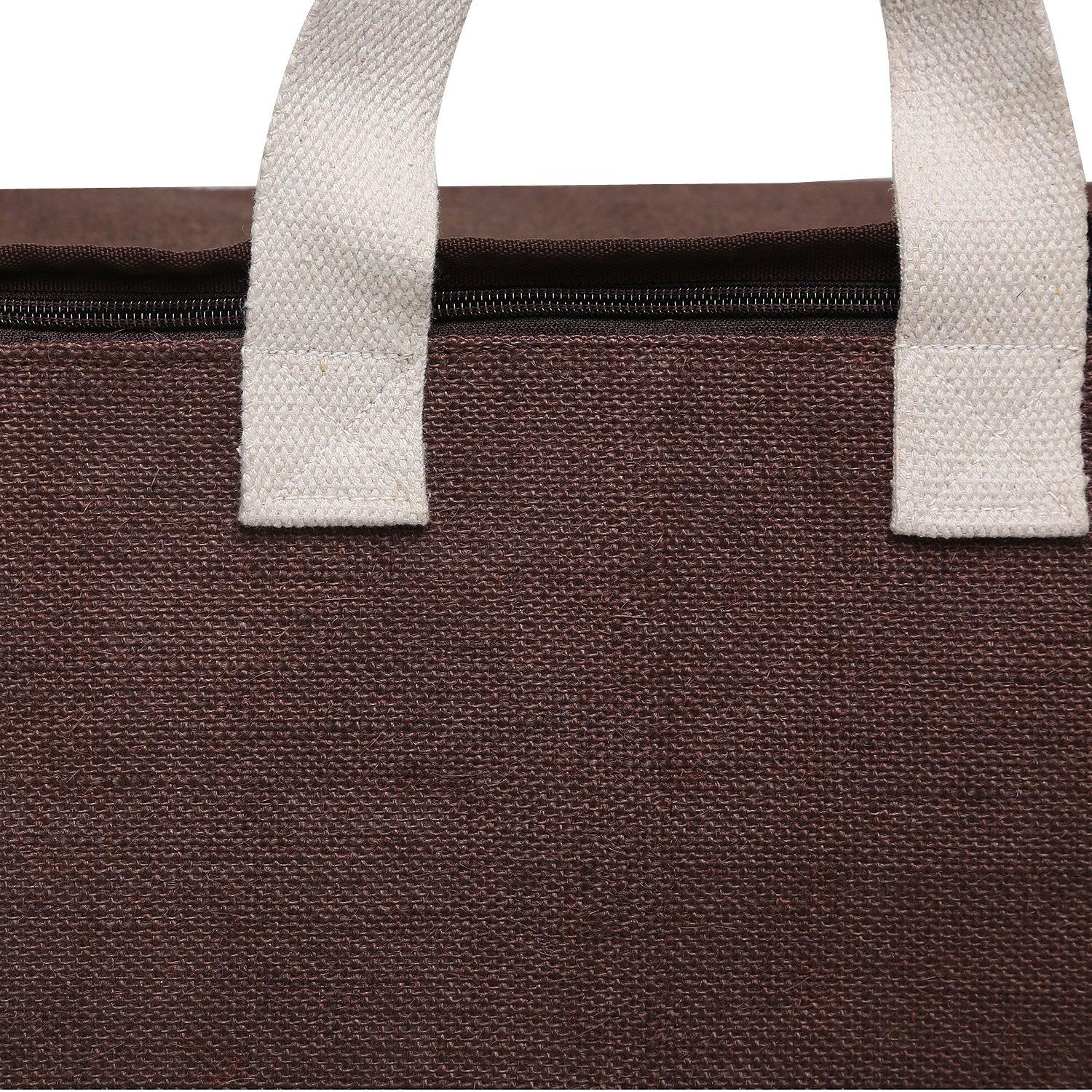 DOUBLE R BAGS Jute Shopping bags with Dual Zippers (Brown) - Double R Bags