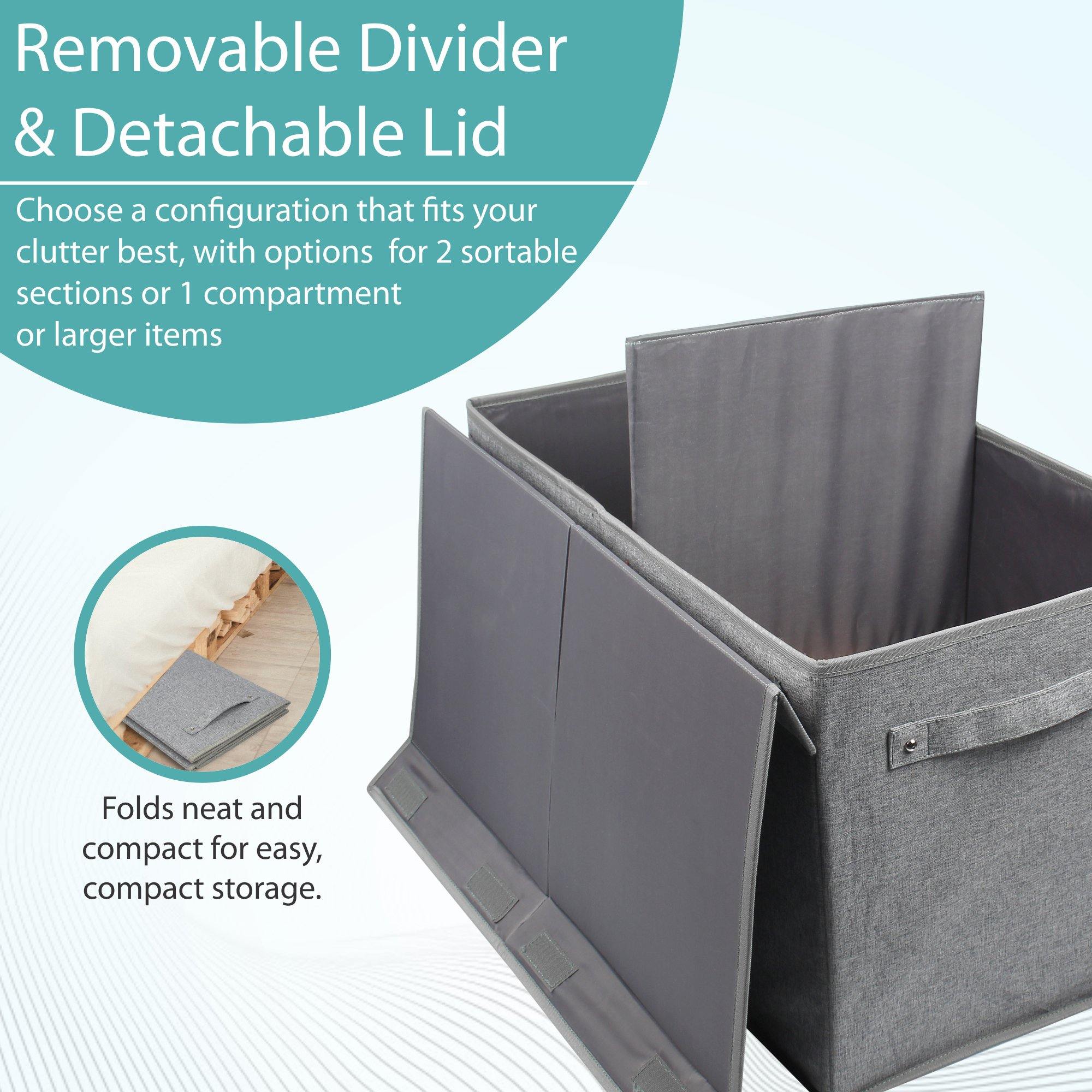 Double R Bags Collapsible Laundry Cum Toy Storage Basket Bin Hamper Box With Lid For Clothes Organizer Unit Size For Boys And Girls Room (Grey) - Double R Bags