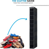 Double R Bags Hanging Shoe Organizer for Closet with Side Mesh Pockets 10 Shelf Pack Of 1 Black - Double R Bags