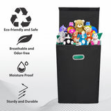 Double R Bags 72 L Foldable Laundry Basket With Lid Bag Hamper for Clothes Cum Collapsible Kids Room Toy Storage Organizer for Kids Room Large (Black) - Double R Bags