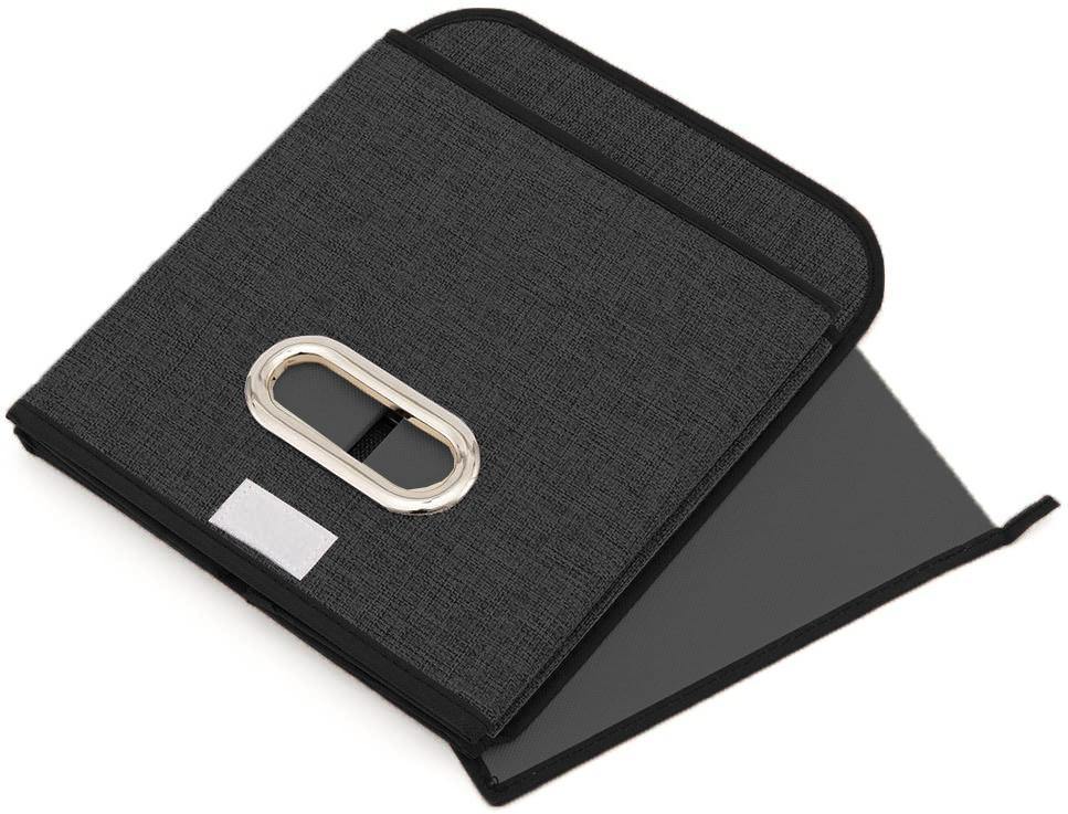 DOUBLE R BAGS Foldable Storage Bins Cube With Lid for Closet Organizer Small Black - Double R Bags