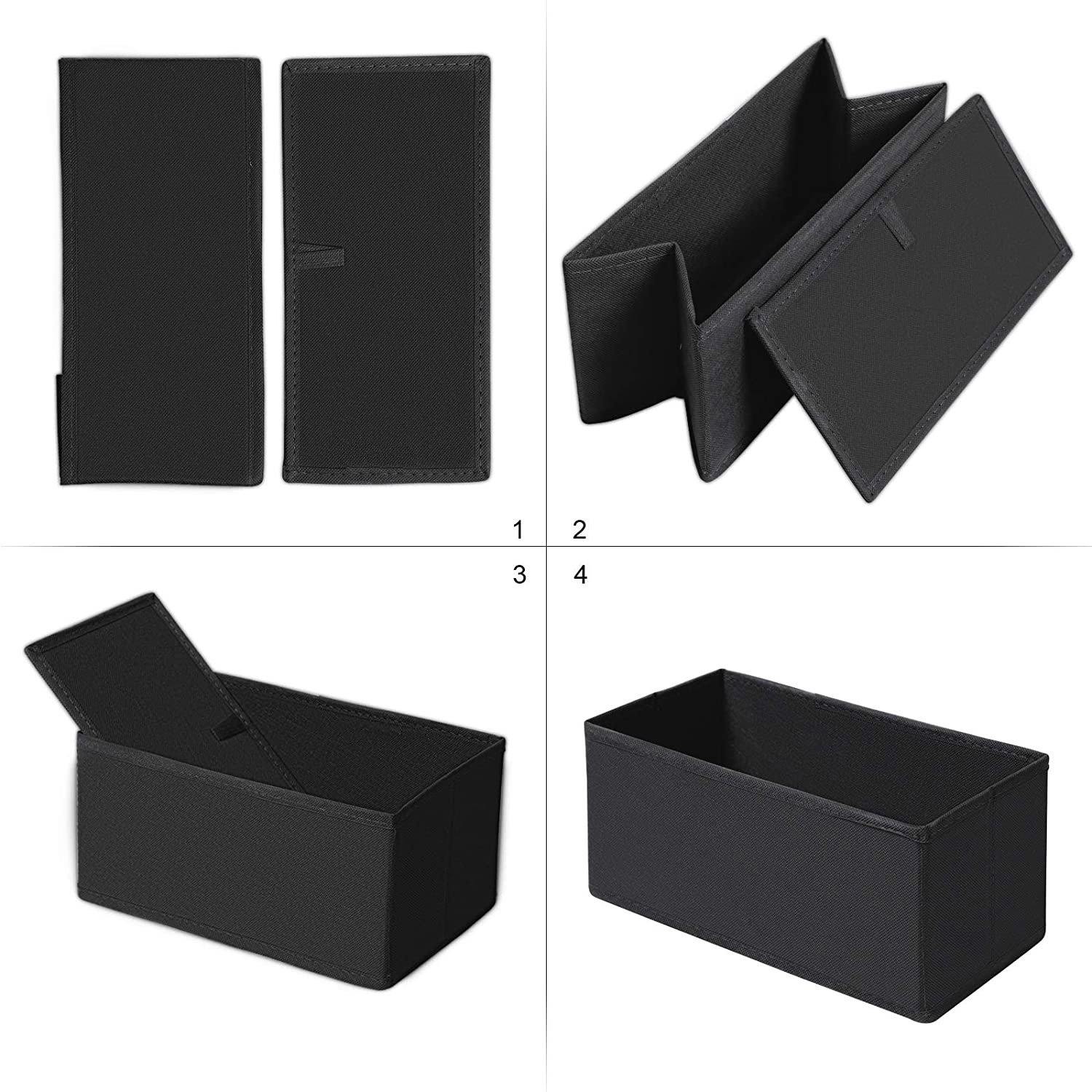 DOUBLE R BAGS No Smell Foldable Cloth Storage Cube with Drawers for Underwear Bras Socks Ties Scarves Set of 6 (Black) - Double R Bags