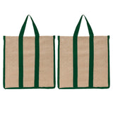 DOUBLE R BAGS Reusable Laminated Jute Grocery Shopping Bag Pack of 2