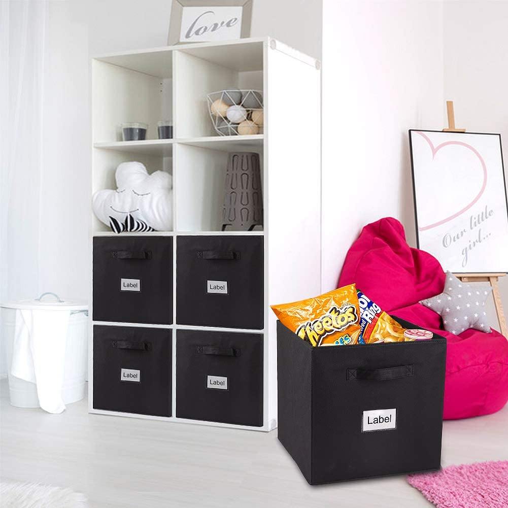Double R Bags Storage Cubes Non-woven Fabric Storage Bins | Cube Storage Bins for Home and Office Medium Black Pack Of 2 - Double R Bags
