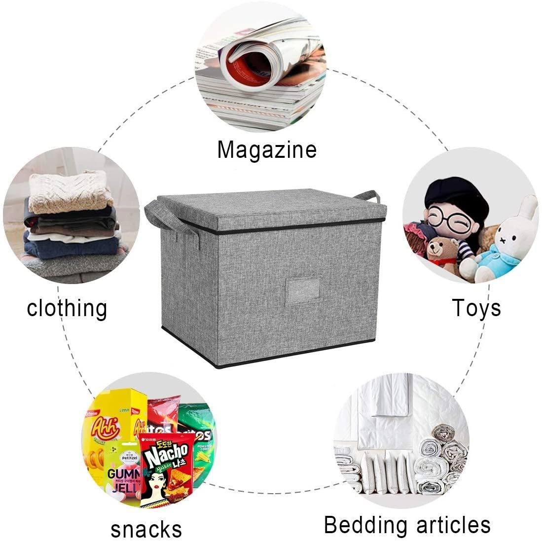 DOUBLE R BAGS Large-Capacity Foldable Storage Bin Box with Lid Cover and Handle (Grey)(Strg-4G1) - Double R Bags