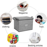 DOUBLE R BAGS Large-Capacity Foldable Storage Bin Box with Lid Cover and Handle (Grey)(Strg-4G1) - Double R Bags