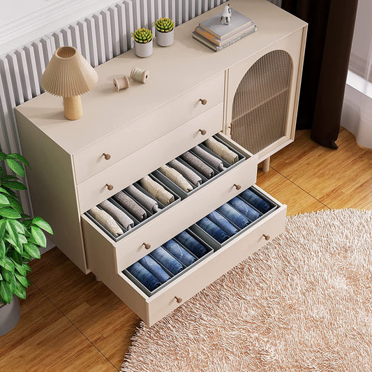 Clothes Drawer Organizer for Jeans, Wardrobe Clothes Organizer for Folded Pack of 3