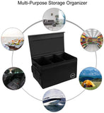 DOUBLE R BAGS Multi Compartments Collapsible Portable Car Trunk Organizer With Lid Cover Black - Double R Bags