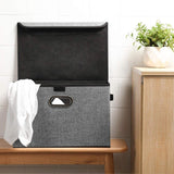 DOUBLE R BAGS Collapsible Storage Box with Lids Covers Large 4 Pack (Grey) - Double R Bags