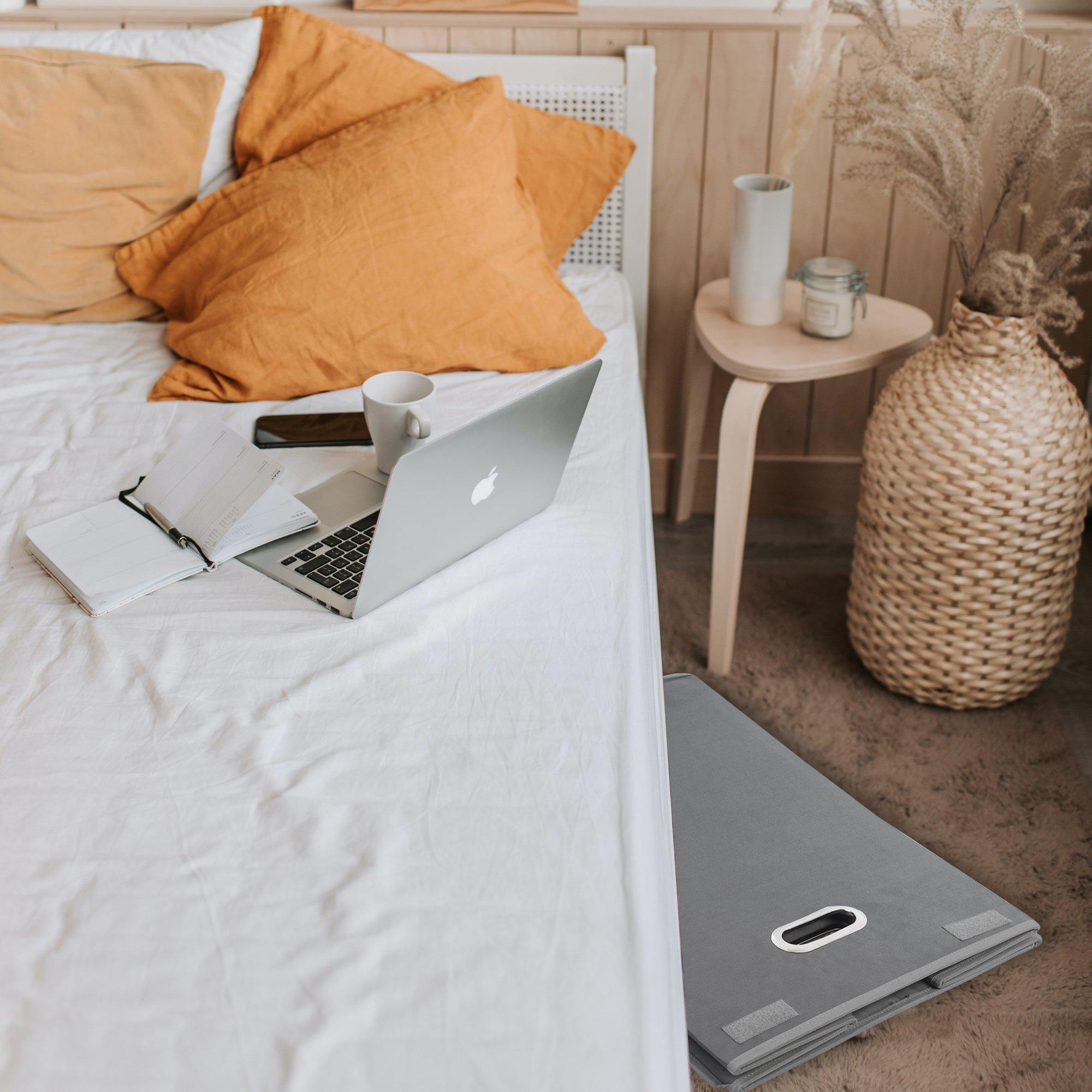 Double R Bags 72 L Foldable Laundry Basket With Lid Bag Hamper for Clothes Cum Collapsible Kids Room Toy Storage Organizer for Kids Room Large (Black) (Grey) - Double R Bags