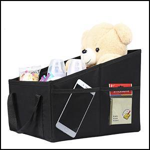 DOUBLE R BAGS Foldable Passenger Car Seat Organizer With Mesh Pockets Black - Double R Bags