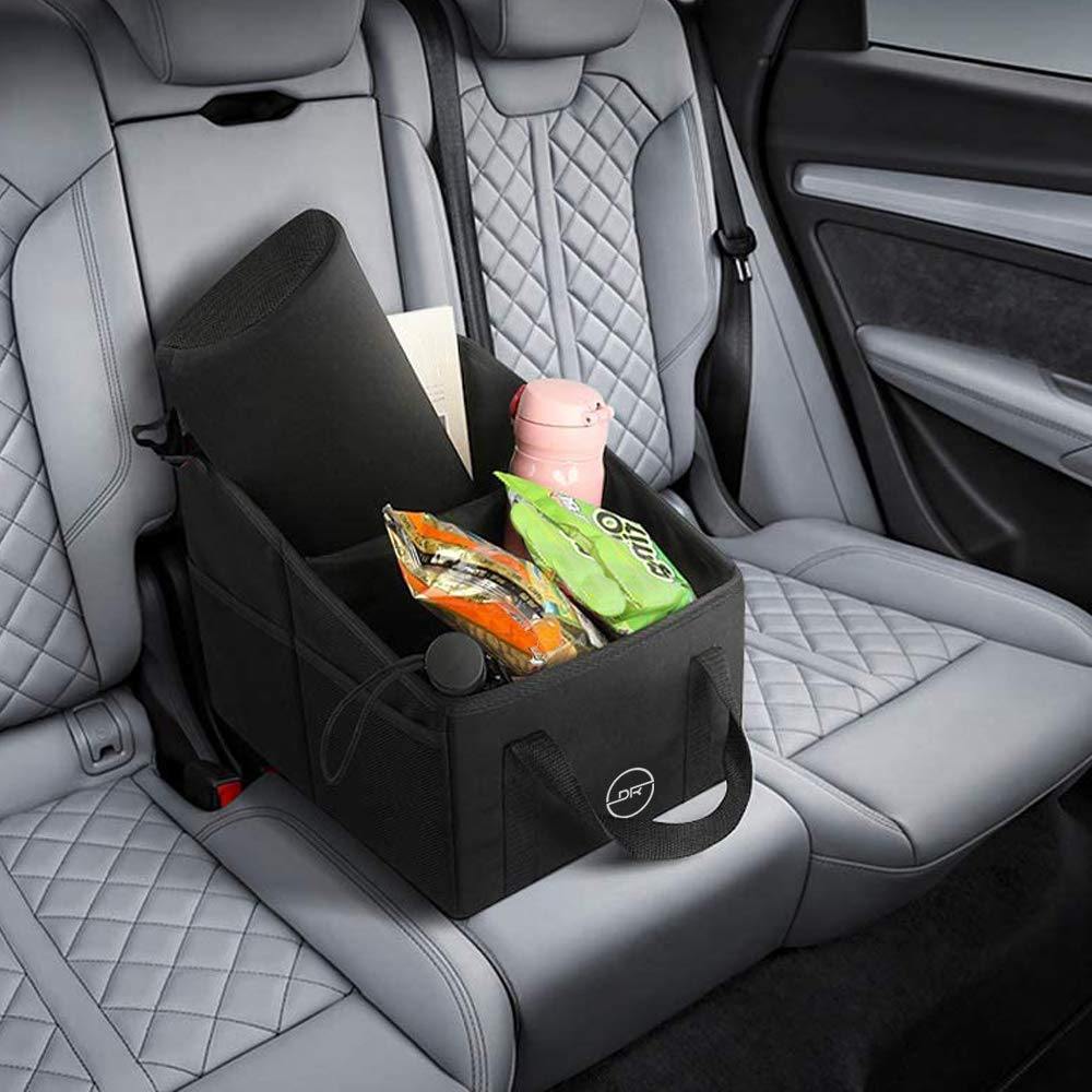 DOUBLE R BAGS Foldable Passenger Car Seat Organizer With Mesh Pockets Black - Double R Bags