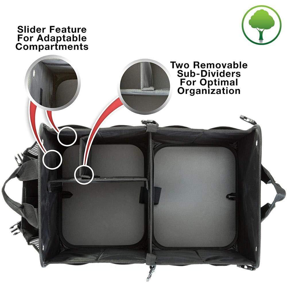 Double R Bags Multi Compartments Collapsible Portable Car Boot Organizer Black - Double R Bags