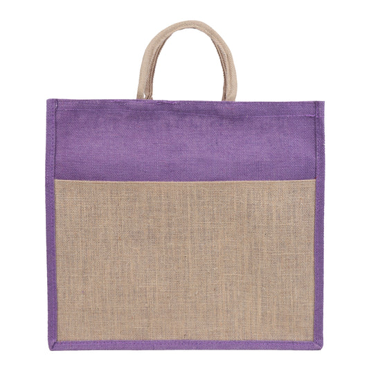 Jute Grocery Shopping Bags for Carry Milk Fruits Vegetable with Reinforced Handles (Pack of 2)