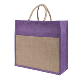 Jute Grocery Shopping Bags for Carry Milk Fruits Vegetable with Reinforced Handles (Pack of 2)