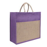 Jute Grocery Shopping Bags for Carry Milk Fruits Vegetable with Reinforced Handles (Pack of 2)