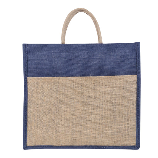 Jute Grocery Shopping Bags for Carry Milk Fruits Vegetable with Reinforced Handles (Pack of 2)