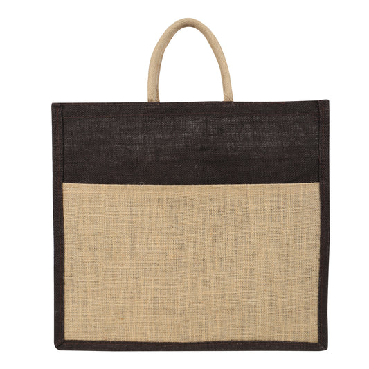 Jute Grocery Shopping Bags for Carry Milk Fruits Vegetable with Reinforced Handles (Pack of 2)