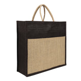 Jute Grocery Shopping Bags for Carry Milk Fruits Vegetable with Reinforced Handles (Pack of 2)