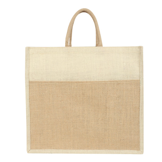 Jute Grocery Shopping Bags for Carry Milk Fruits Vegetable with Reinforced Handles (Pack of 2)