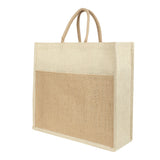 Jute Grocery Shopping Bags for Carry Milk Fruits Vegetable with Reinforced Handles (Pack of 2)