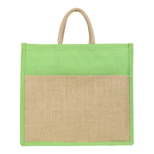 Jute Grocery Shopping Bags for Carry Milk Fruits Vegetable with Reinforced Handles (Pack of 2)