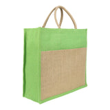 Jute Grocery Shopping Bags for Carry Milk Fruits Vegetable with Reinforced Handles (Pack of 2)