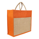 Jute Grocery Shopping Bags for Carry Milk Fruits Vegetable with Reinforced Handles (Pack of 2)