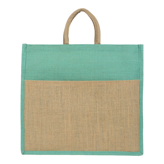 Jute Grocery Shopping Bags for Carry Milk Fruits Vegetable with Reinforced Handles (Pack of 2)