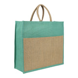 Jute Grocery Shopping Bags for Carry Milk Fruits Vegetable with Reinforced Handles (Pack of 2)