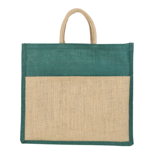 Jute Grocery Shopping Bags for Carry Milk Fruits Vegetable with Reinforced Handles (Pack of 2)