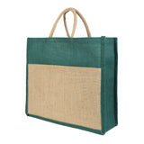 Jute Grocery Shopping Bags for Carry Milk Fruits Vegetable with Reinforced Handles (Pack of 2)