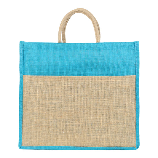 Jute Grocery Shopping Bags for Carry Milk Fruits Vegetable with Reinforced Handles (Pack of 2)