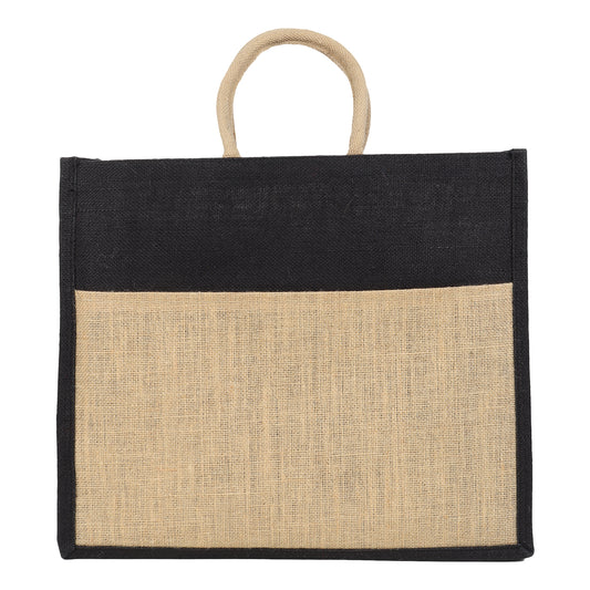 Jute Grocery Shopping Bags for Carry Milk Fruits Vegetable with Reinforced Handles (Pack of 2)