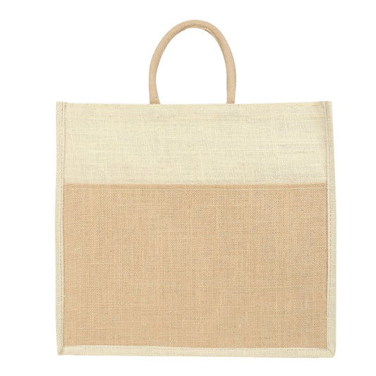 Jute Grocery Shopping Bags for Carry Milk Fruits Vegetable with Reinforced Handles With Zipper (Pack of 2)