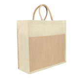 Jute Grocery Shopping Bags for Carry Milk Fruits Vegetable with Reinforced Handles With Zipper (Pack of 2)