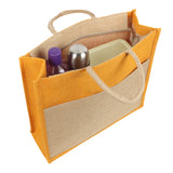 Jute Grocery Shopping Bags for Carry Milk Fruits Vegetable with Reinforced Handles With Zipper (Pack of 2)