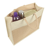 Jute Grocery Shopping Bags for Carry Milk Fruits Vegetable with Reinforced Handles With Zipper (Pack of 2)