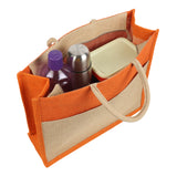 Jute Grocery Shopping Bags for Carry Milk Fruits Vegetable with Reinforced Handles With Zipper (Pack of 2)