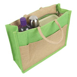 Jute Grocery Shopping Bags for Carry Milk Fruits Vegetable with Reinforced Handles With Zipper (Pack of 2)