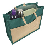 Jute Grocery Shopping Bags for Carry Milk Fruits Vegetable with Reinforced Handles (Pack of 2)